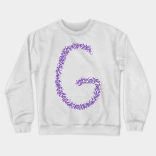 Lavender Letter G Hand Drawn in Watercolor and Ink Crewneck Sweatshirt